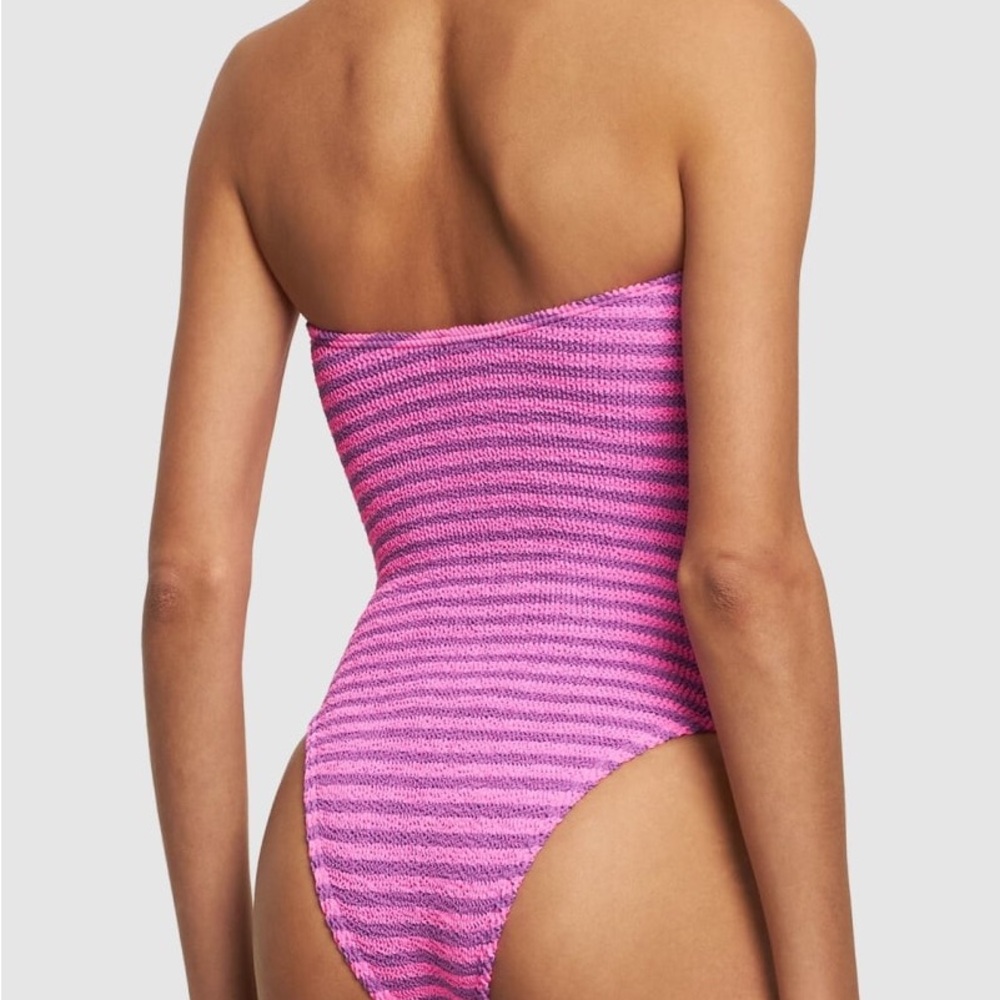 bond-eye Pink and Black Textured One Piece Swimsuit